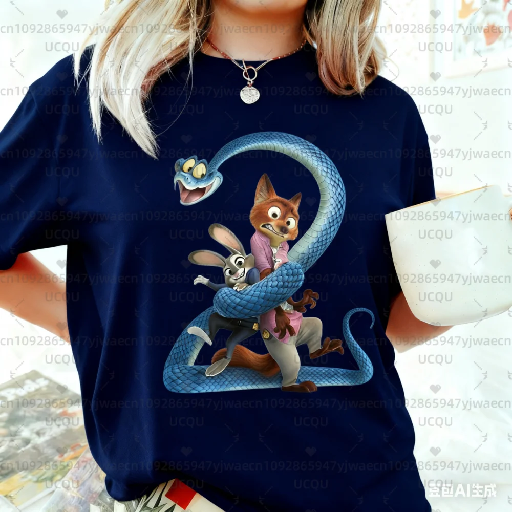 Zootopia 2 قميص الراحة الألوان جودي هوبس نيك وايلد غاري دي ثعبان المرأة الرجال قصيرة الأكمام القطن تي شيرت بلايز #4