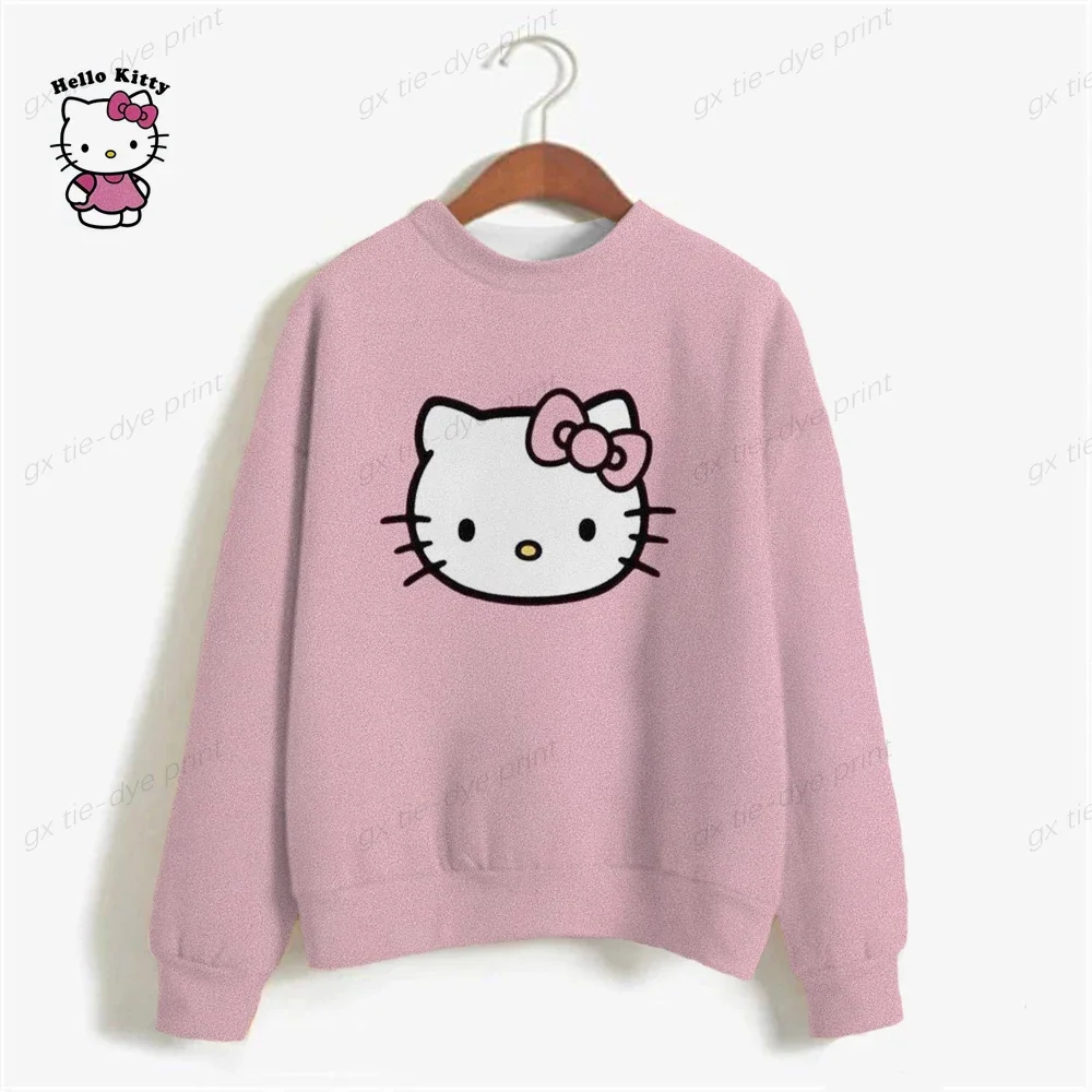 HELLO KITTY Print Women Hoodies Sweatshirts Streetwear Cute Oversized Hoodies Pullover Cropped Hoodies Females Y2k