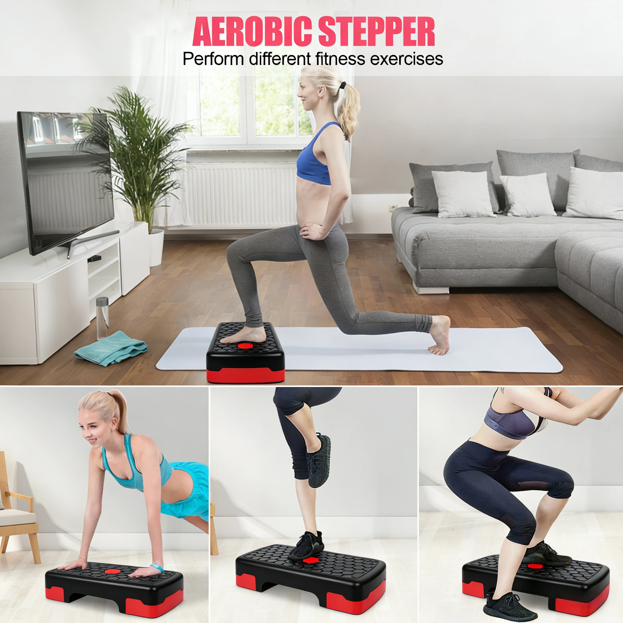 Fitness-Stepper Rutschfeste Cardio-Yoga-Pedale Heim-Sport-Balance-Gym-Workout Rhythmische Pedale Aerobic-Step Fitness-Gym-Gehtrainer – Detail 5