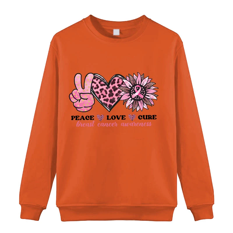 Sudadera informal con estampado de cáncer de mama para mujer, Tops de manga larga, jersey de cuello redondo, top de otoño e invierno, nueva moda