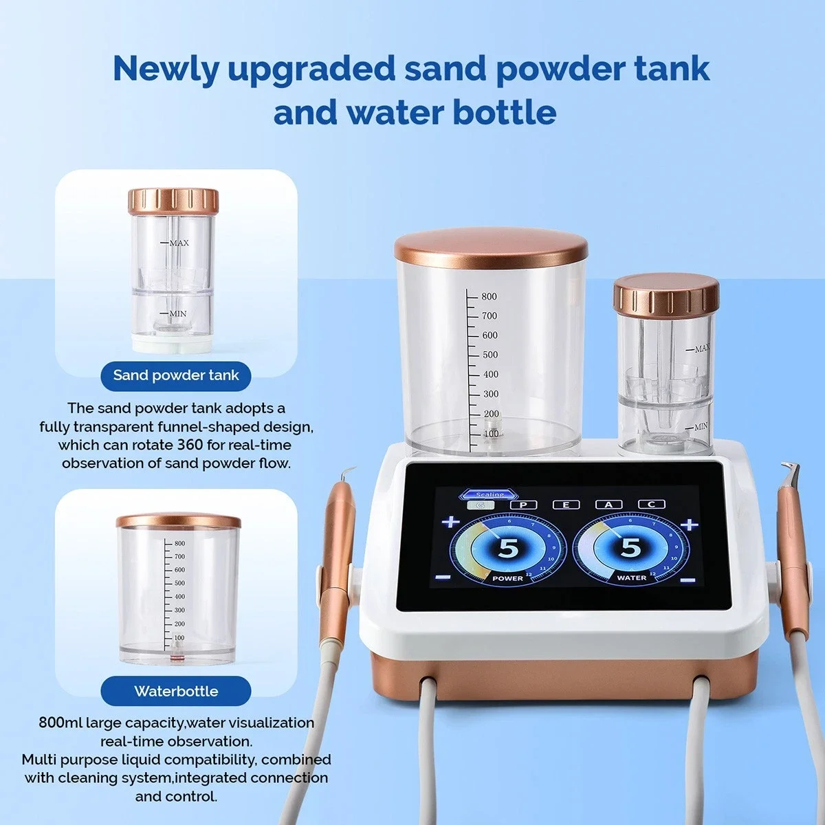 2 IN 1 Dental Ultrasonic Scaler + Air Polisher Perio Therapy System Sandblasting