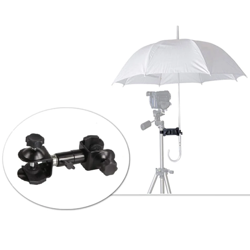 Camera Umbrella Sunshade Holder, Braçadeira Suporte, Acessórios de Suporte para DSLR, Canon, Nikon, Fotografia Lâmpada, 1/4 Tripé
