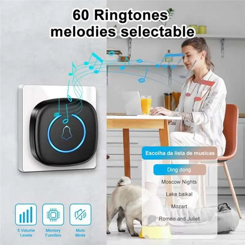 【BRILLIANT 】EU Plug Wireless Lanyard Button Pager Emergency SOS Call Button For Kids Elderly Alert System