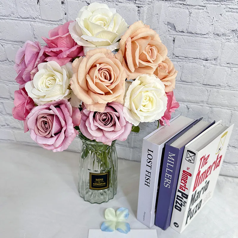 

1 Bunch/3 Heads Silk Rose Artificial Flower Bride Bouquet Wedding Fake Flower Wall Accessories Party Gift Home Table Vase Decor