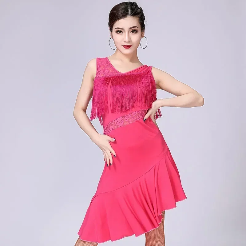 

Women Latin Ballroom Dance Dress Latin Dance Costumes Competition Lace Practice Clothes Training Tango Chacha Dancewear