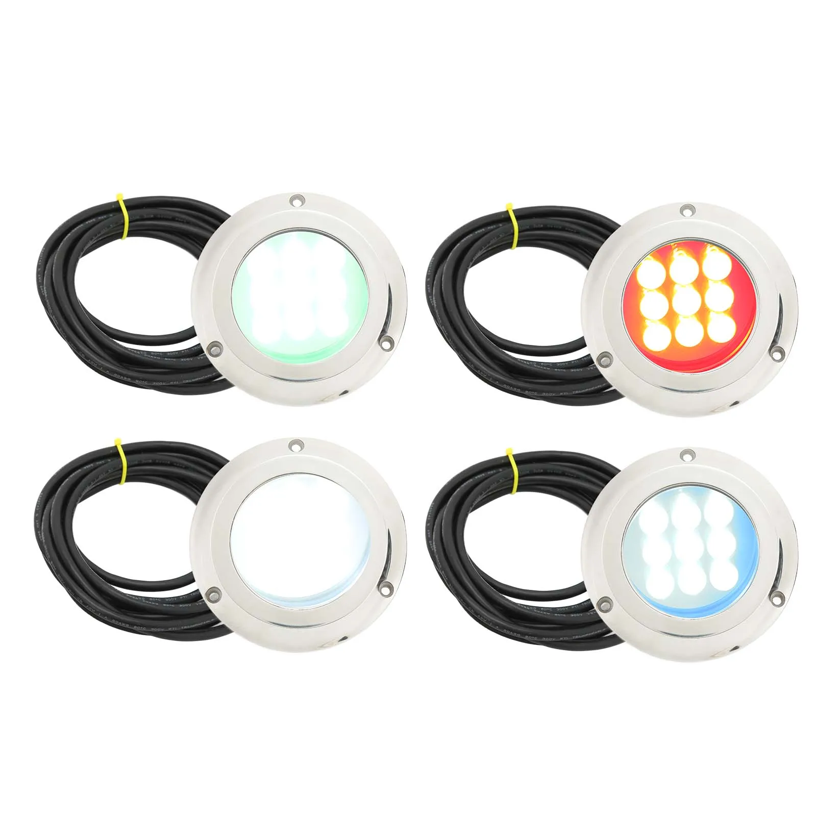 Yacht Underwater Light DC 12V‑24V Tempered Glass IP68 Waterproof Seawater Tail Dome Swimming Pool Lamp Yacht Tail Light