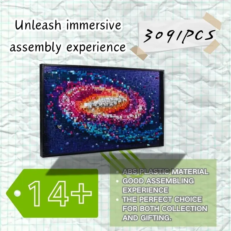 3000 + Stück Galaxy-Dekoration, zusammengebaute Bausteine, Farbe, hängende Malerei, volles Alter, Geburtstag, Weihnachten, Geschenke, kompatibel mit 31212