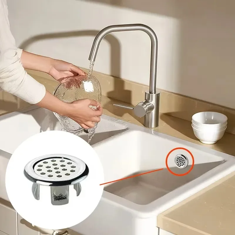 4Pcs Kitchen Bathroom Basin Circular Overflow Drain Cover Decoration Bathtub Sink Hole Overflow Hollow Washbasin Overflow