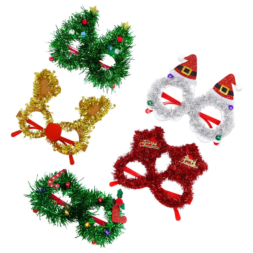 

5Pcs Christmas Glasses Props Funny Eyewear for Holiday Party Favors Festive Decoration Xmas Celebration Accessory