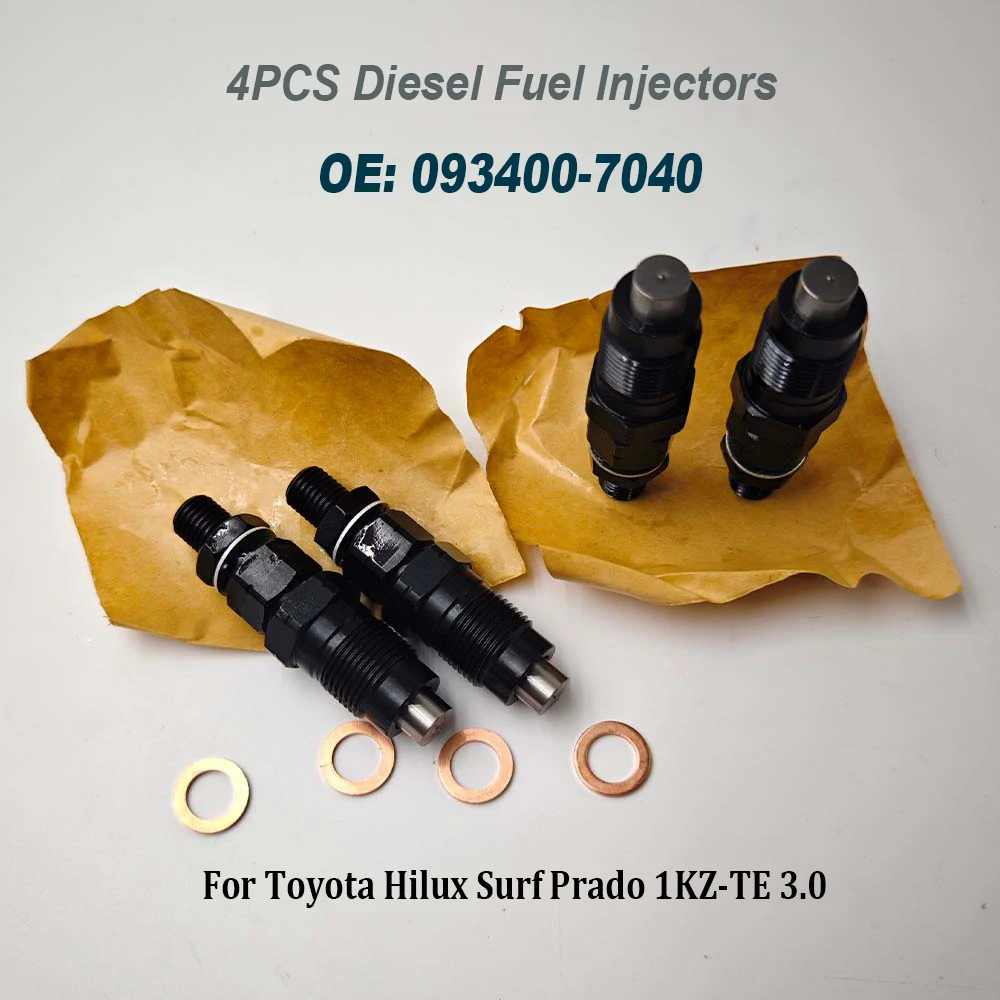 

4PCS Diesel Fuel Injectors 093400-7040 0934007040 for Toyotaa Hilux Surf Prado 1KZ-TE 3.0 L Engine Fuel Nozzles High Quality
