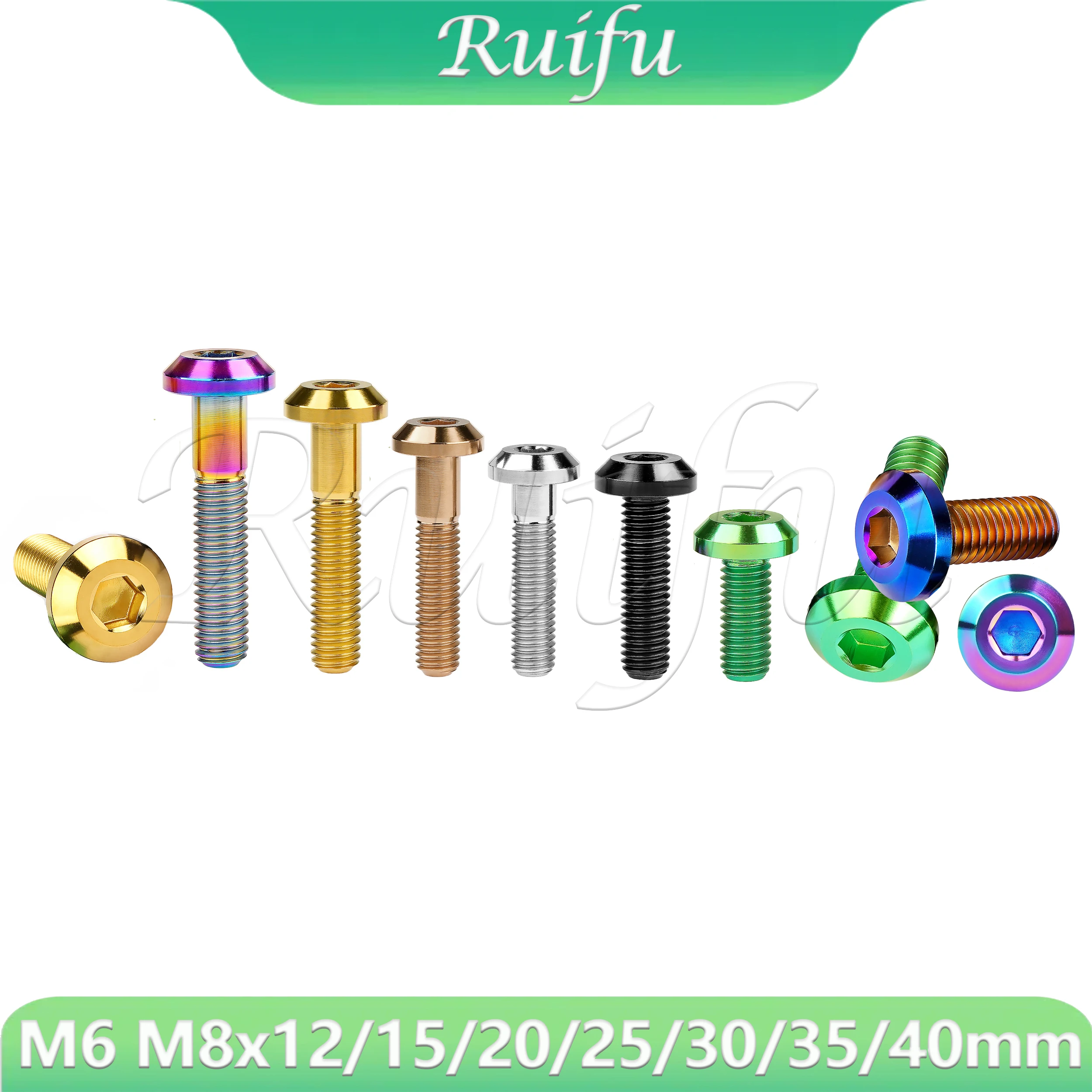 

Ruifu Titanium Bolt M6 M8x12/15/ 20/ 25/ 30 /35/ 40mm Allen Key Head Screw for Bicycle Motorcycle