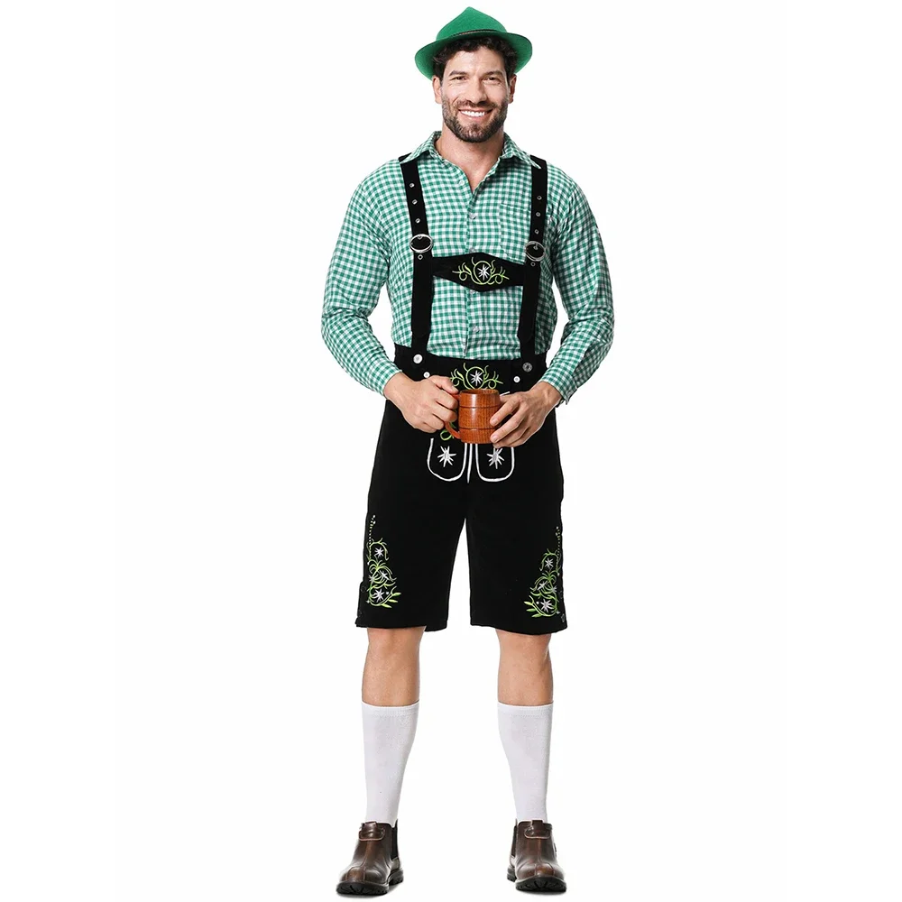 Men Oktoberfest Costume German Oktoberfest Pubs Bartender Outfit Beer Man Costumes  Lederhosen Bavarian Octoberfest