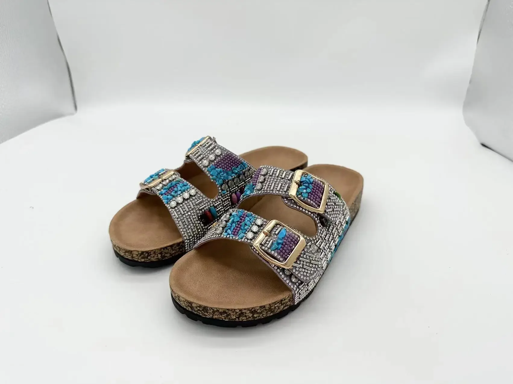 Sbb6450892fe14cdfa4fea818ec681d53U Trendy Double Buckle Ethnic Cork Slippers for Fashionable Beach Days