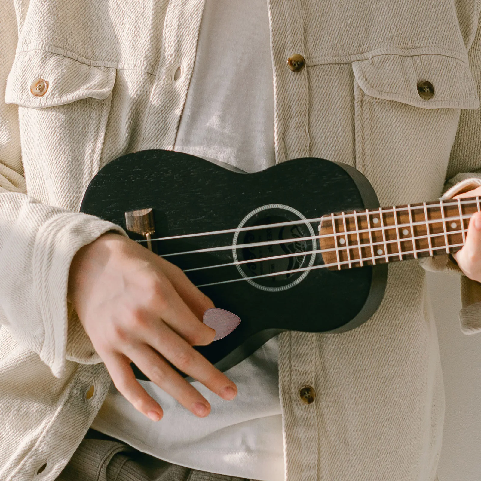 

5pcs Wooden Picks Lightweight Smooth Durable Stringed Instrument Parts Practical Guitar Practice Supplies Portable Compact