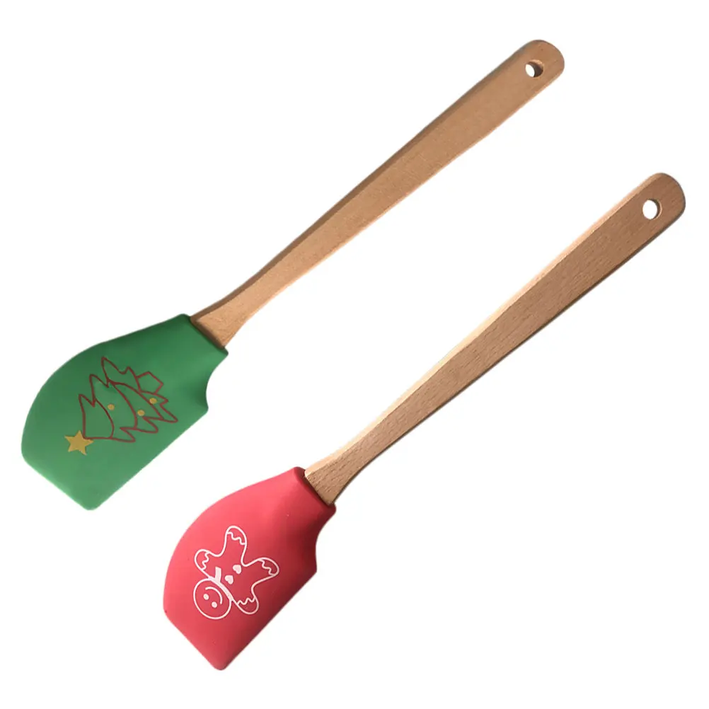 

2pcs Christmas Baking Scraper Silicone Butter Spatula For Cream Jam Pastry Kitchen Use Baking Tool Cooking Supply Kitchen