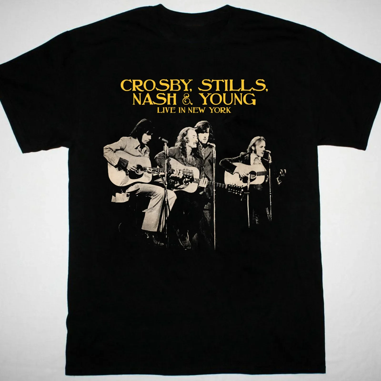 Crosby Stills Nash Young Men T-shirt Black Short Sleeve All Sizes 1F233