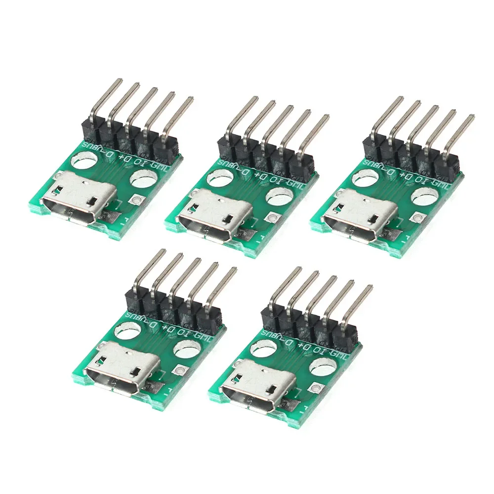 10PCS MICRO To DIP 5P PCB MICRO PCB Test Board FR-4 Fiberglass 13. 3*15. 6MM USB Female 2.54mm  Electronics