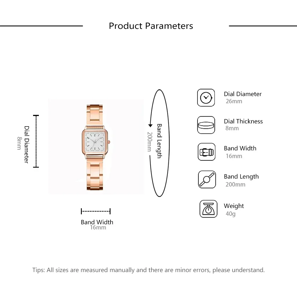 ساعات كوارتز فاخرة مربعة للنساء ، سوار ساعة يد للسيدات ، ساعة ذهب وردي ، هدية فستان ، موضة جديدة ،