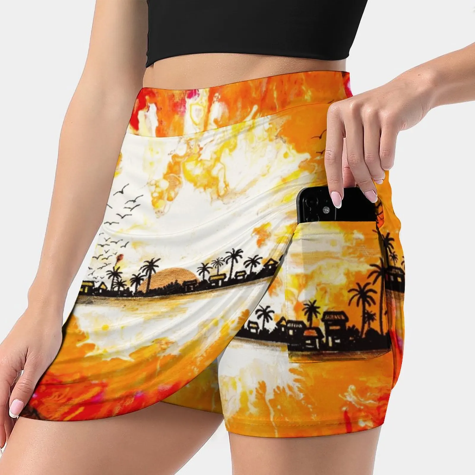 My Caribbean Aesthetic Series 05 Women's skirt Sport Skort Skirt With Pocket Fashion Korean Style Skirt 4Xl Skirts Heather