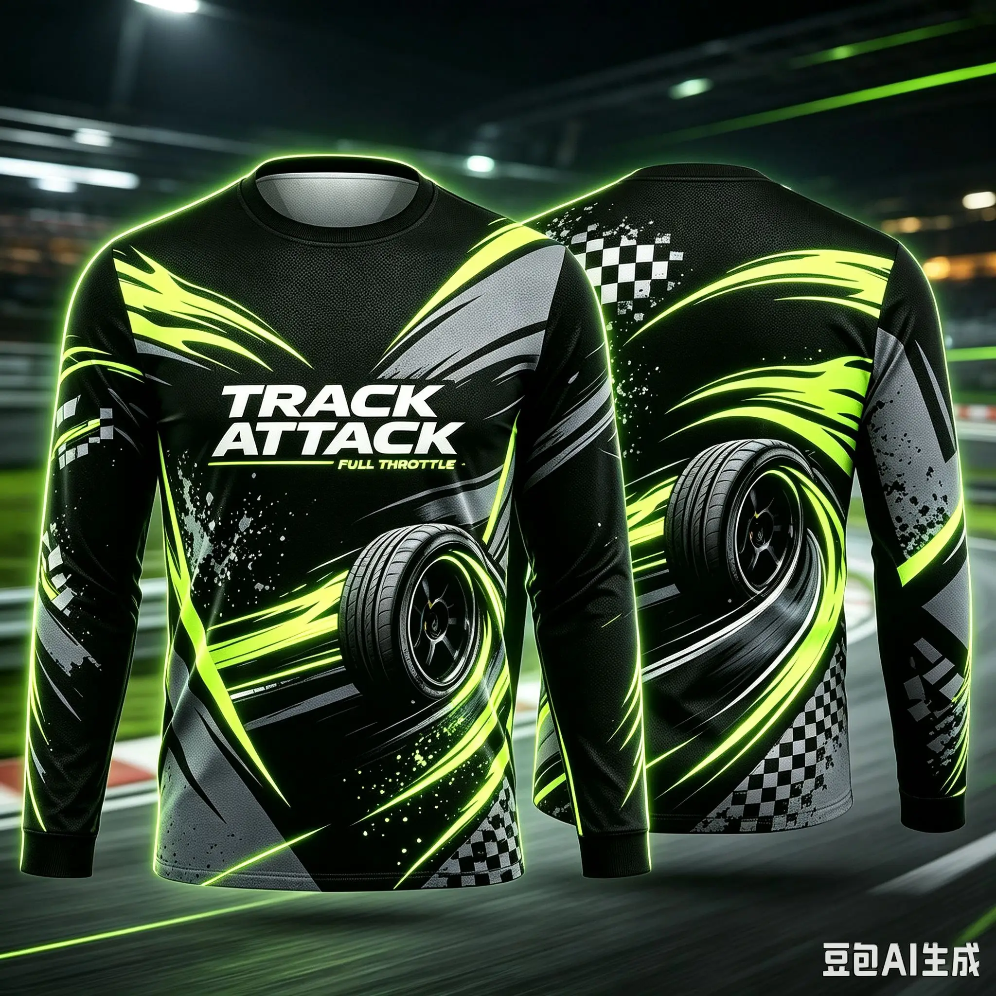 Track Attack Tire Drift Racing Print Long Sleeve T Shirt Family Matching Outfits Quick Dry Motor Racing Sports Casual Jersey Top