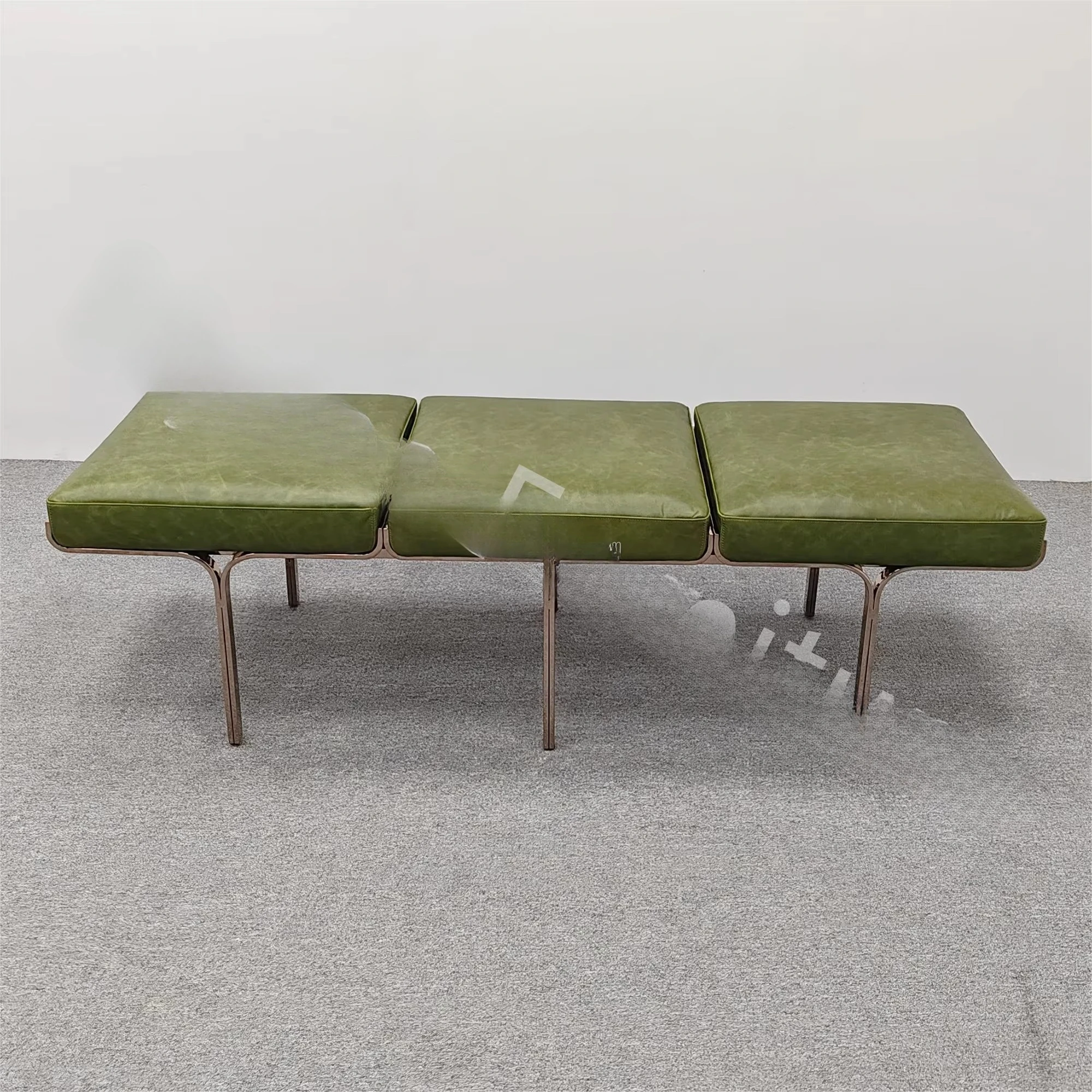 Metal base bench custom material living room bedroom bedside upholstered bench