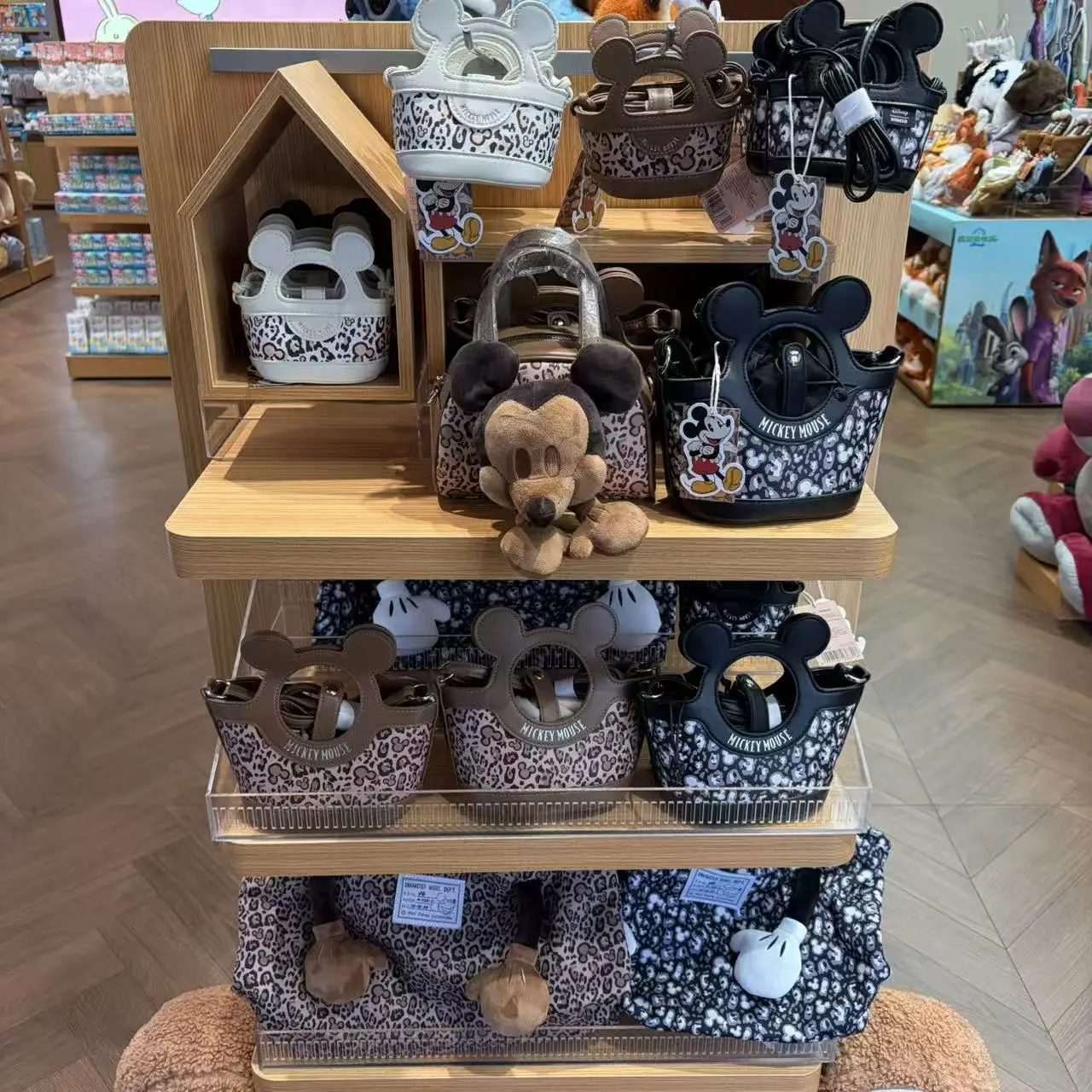 

Disney Classic Series Leopard Print Mickey Mouse Tote Bag Fashion Shoulder Bag for Women Girls Casual Handbag Gift