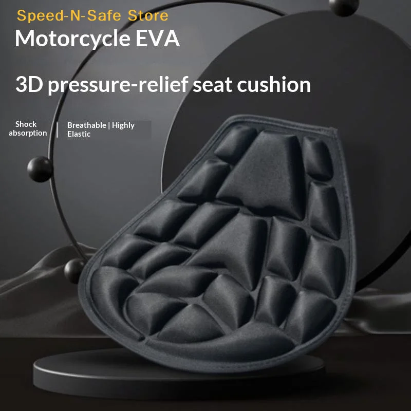 Motorcycle Comfortable Seat Cushion Shock Absorption Water Repellent Easy Clean Universal Fit for Off-road Street Bike Use