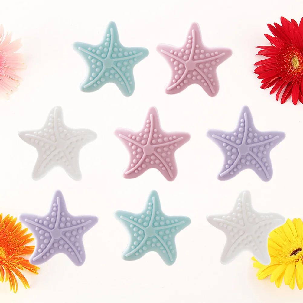 8 قطعة منصات صامتة شكل نجمة مضيئة مقبض الباب جدار حماة لا لكمة التصاق قوي وسادة مريحة منصات الاصطدام الأرجواني الوردي #4