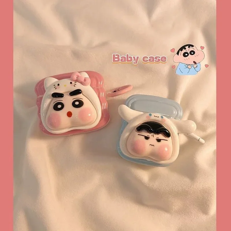 Yeni mum boya shin-chan Bluetooth koruyucu kılıf karikatür Kawaii AirPods1/2 AirPods3 Case kılıf IPhone kulaklık kapak kulaklık