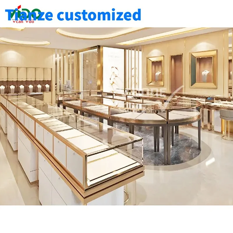 

[Customized]customized modern Jewelry Shop Wooden Glass Jewelry Display Showcase Cabinet Jewellery Store Counter Furniture