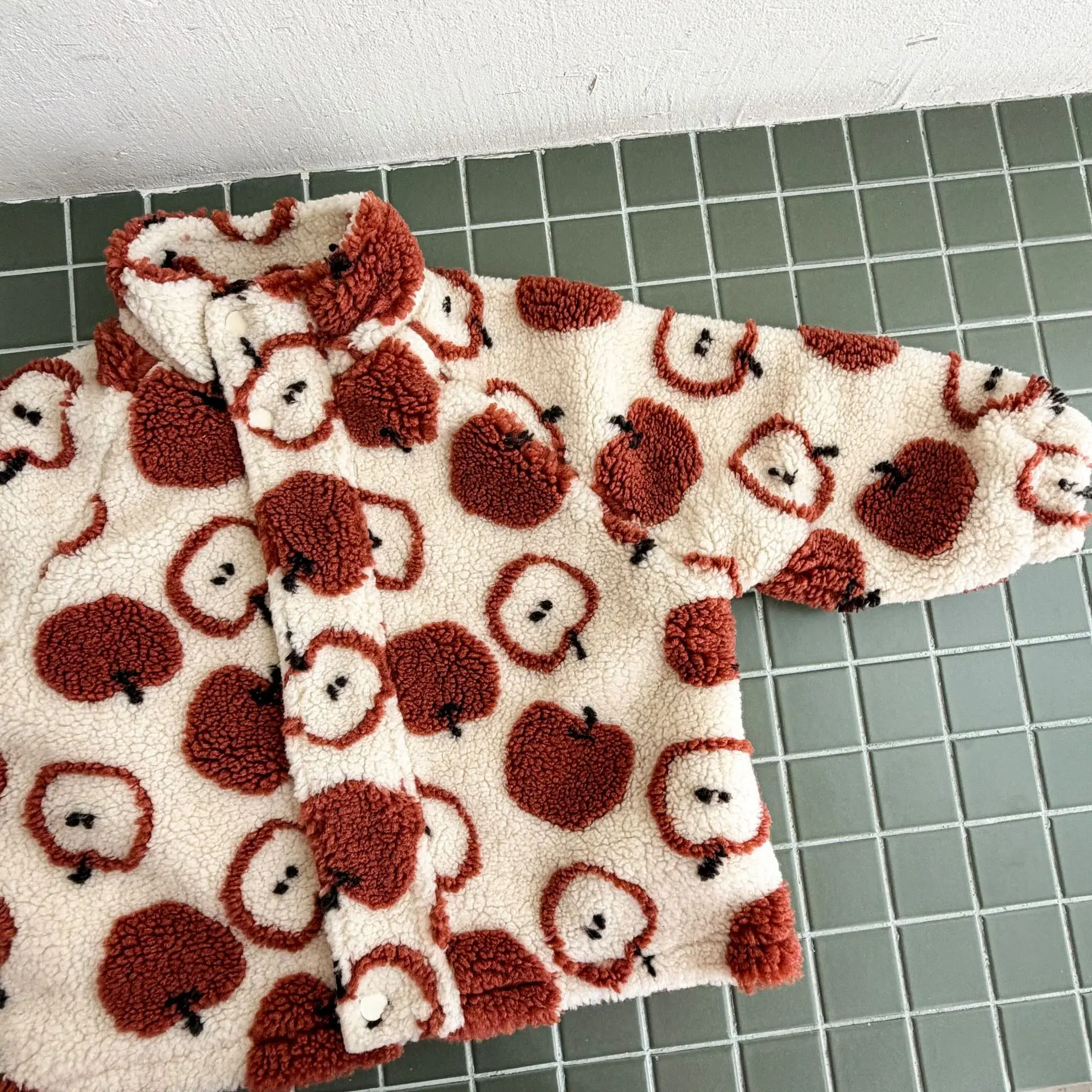 Fashion Baby Girl Boy Sherpa Fleece Jacket Infant Toddler Child Carton Print Thick Warm Coat Autumn Winter Baby Clothes 1-12Y
