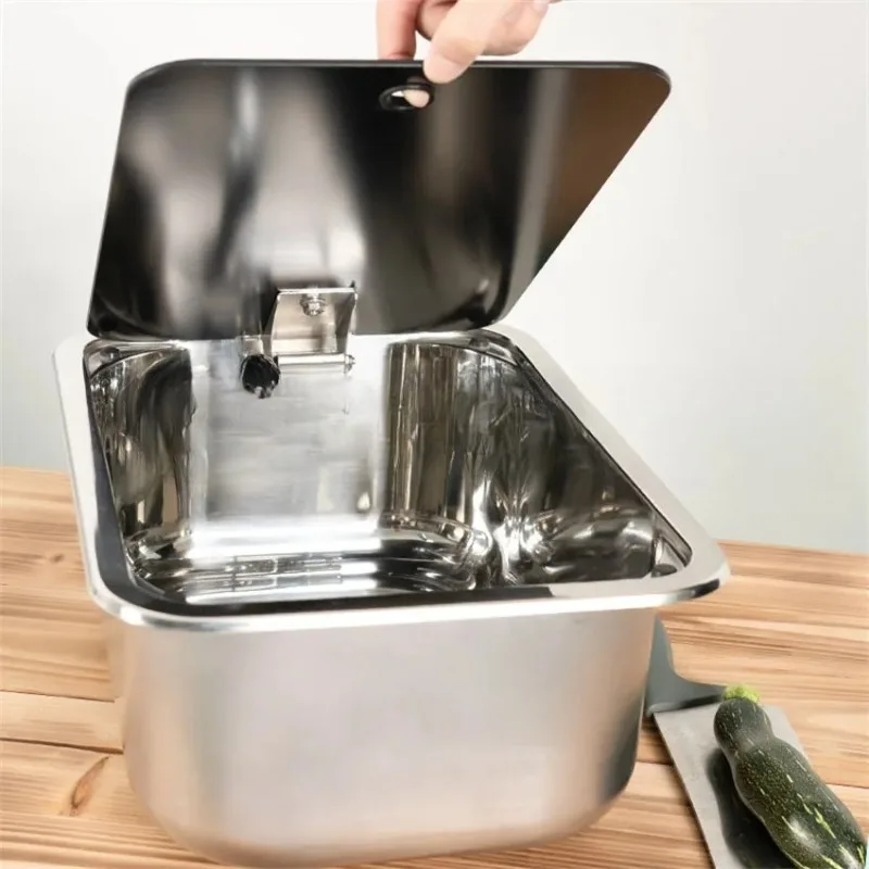 Automotive-Grade 304 Stainless Steel Sink, Small Narrow Design with Tempered Glass Lid