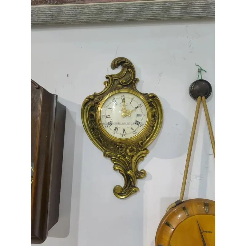 Antique French large gold-plated brass cast mechanical movement 1 repeater