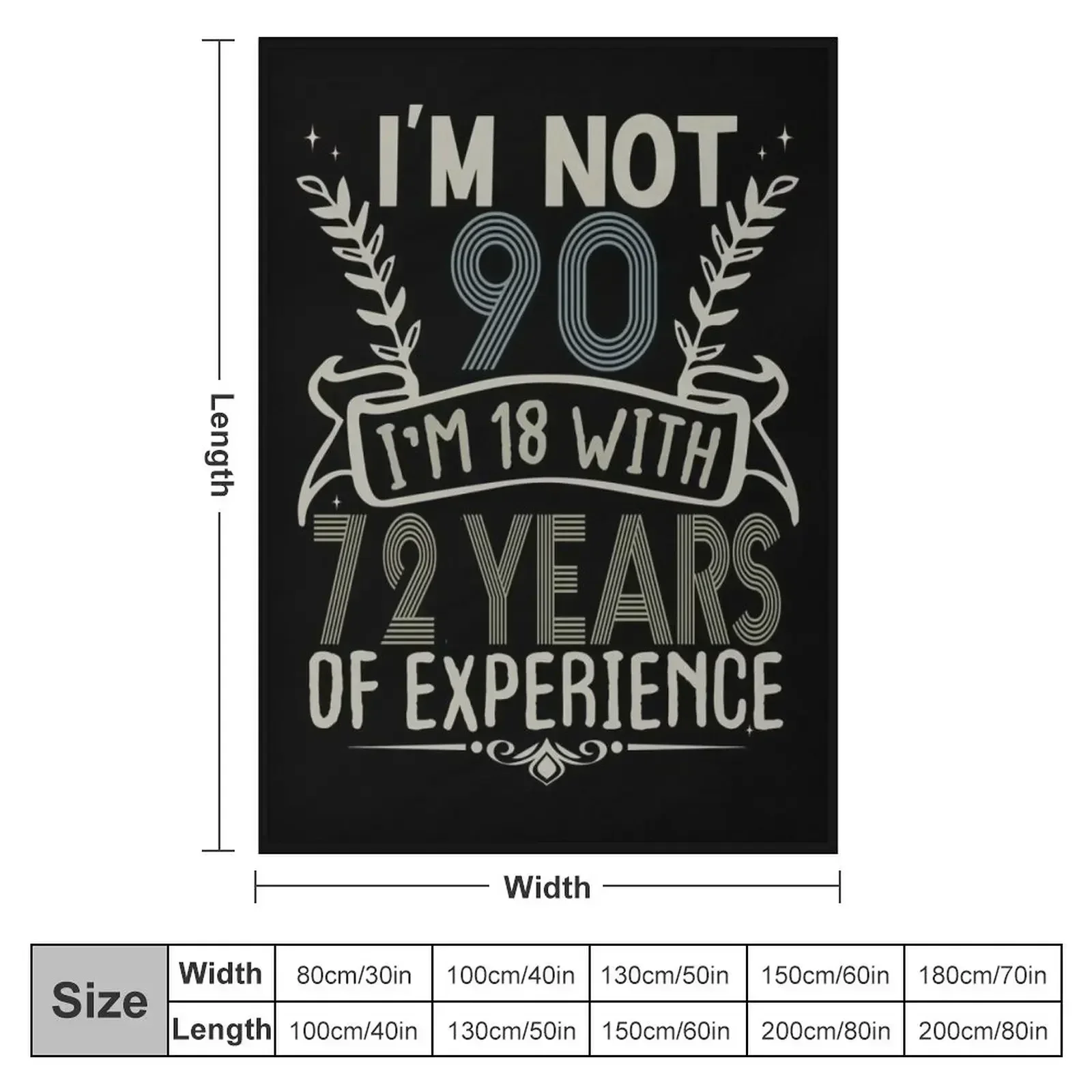 I'm not 91 I'm 18 With 72 Years Experience Funny 90th Happy Birthday Throw Blanket