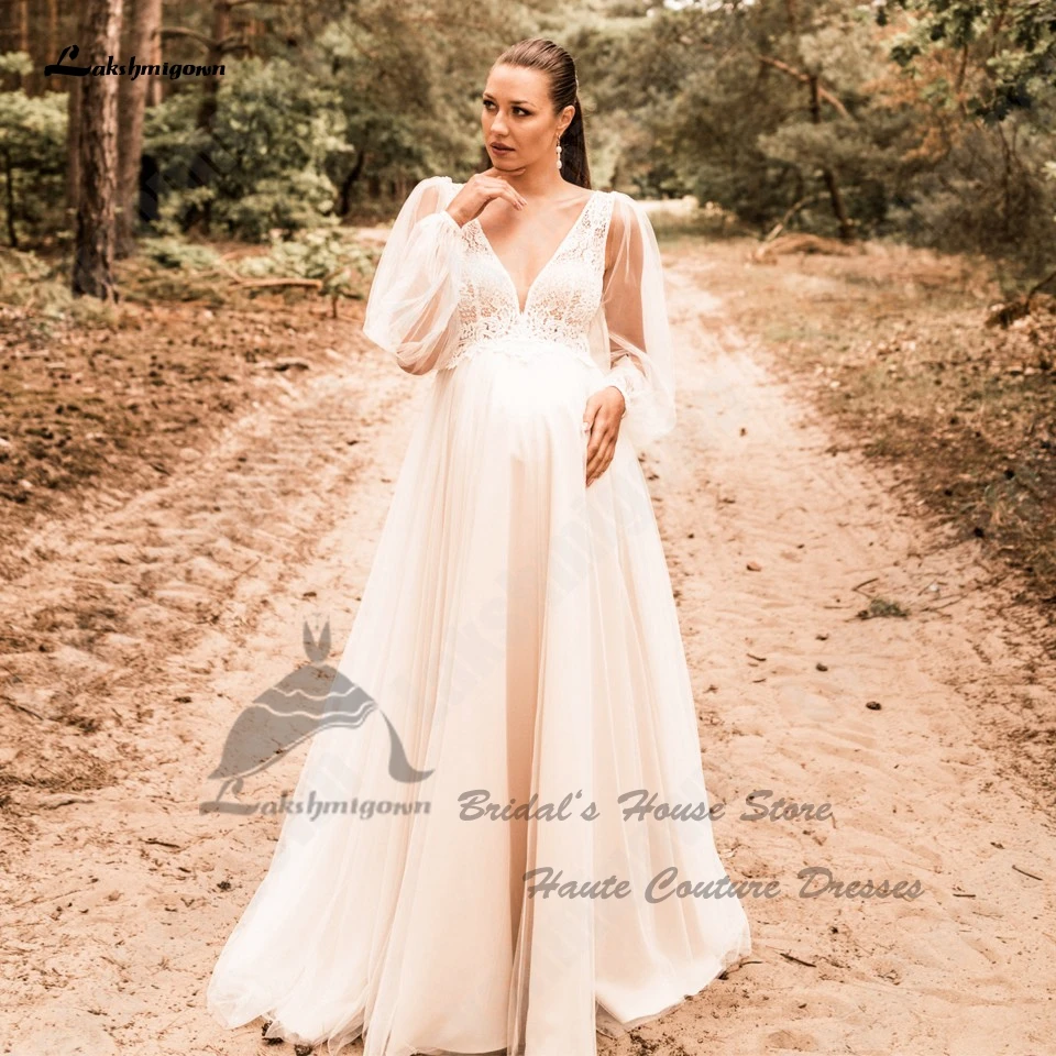 Lakshmigown Maternity Wedding Dress Detachable Long Sleeve Boho Chic Bridal  Beach Wedding Gowns Pregnant Women 2026 Customized - AliExpress 320