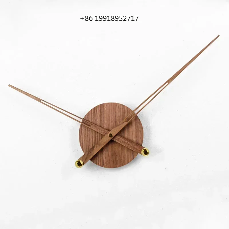 Solid Wood Large Wall Clock Hands Round DIY Walnut Wood Clocks Dial Modern Big Needles Spain Pointer Silent Accessories JJ620