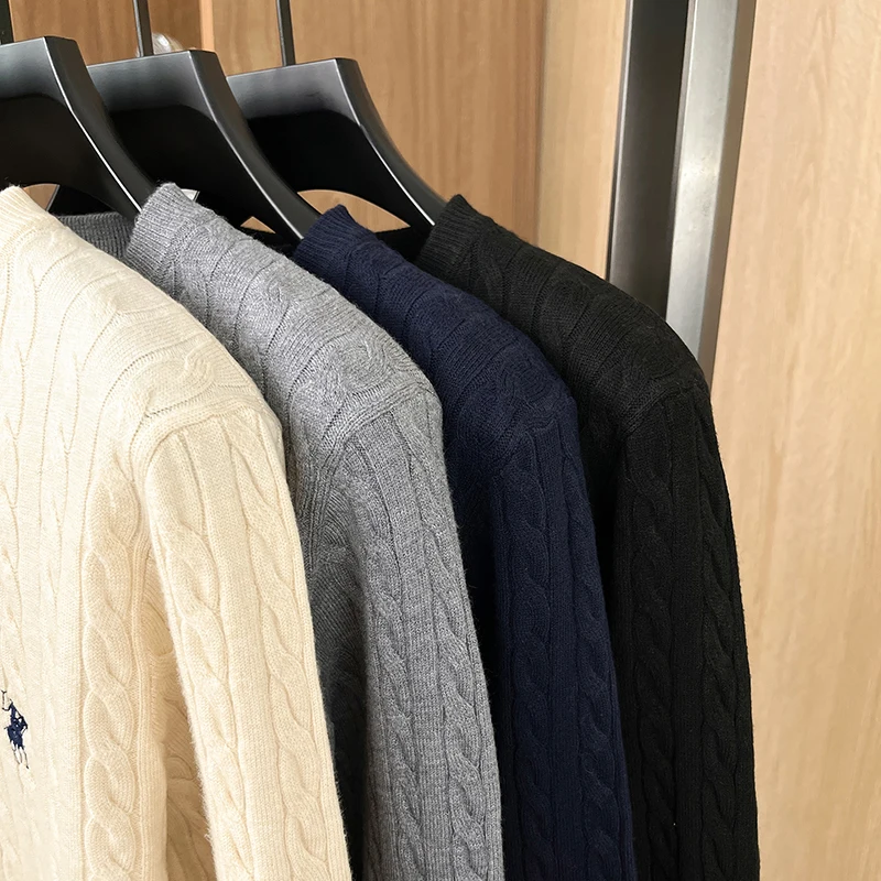 Luxus Pony Stickerei Männer Pullover Designer Marke Herbst Winter Neue Exquisite Zipper Paul Casual Komfort Rund Stricken Sweater – Detail 3