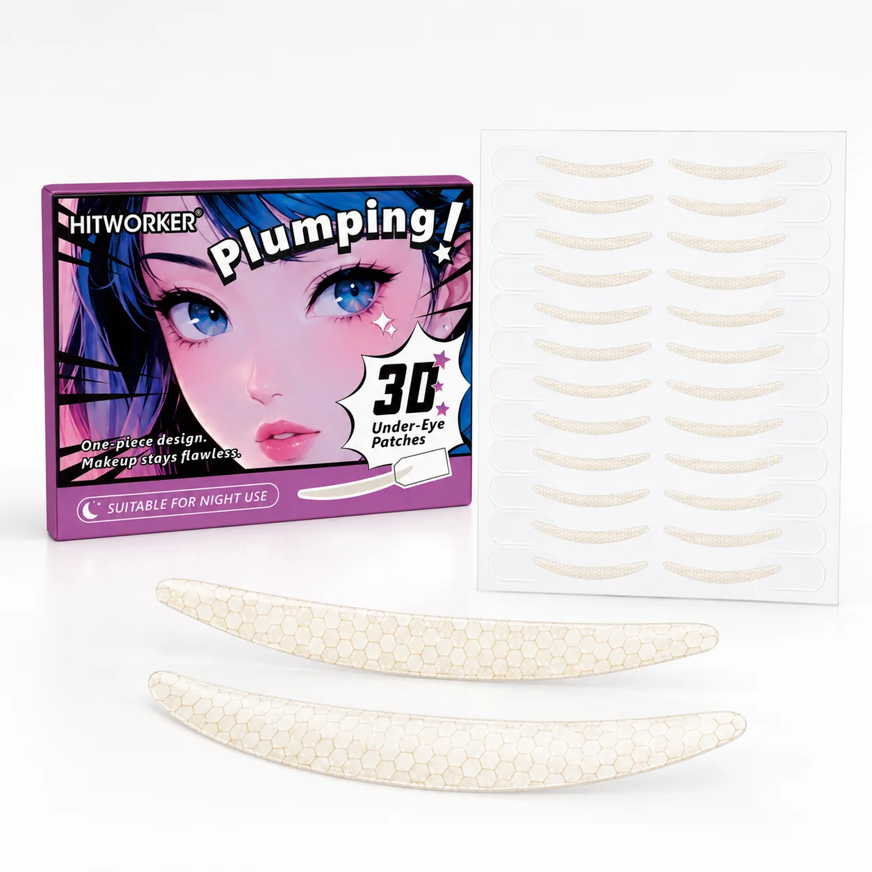 120PCS Under-Eye Accent Tape, Curved Soft Mesh Aegyo Sal Makeup Patches for Natural-Looking 3D Eye Styling