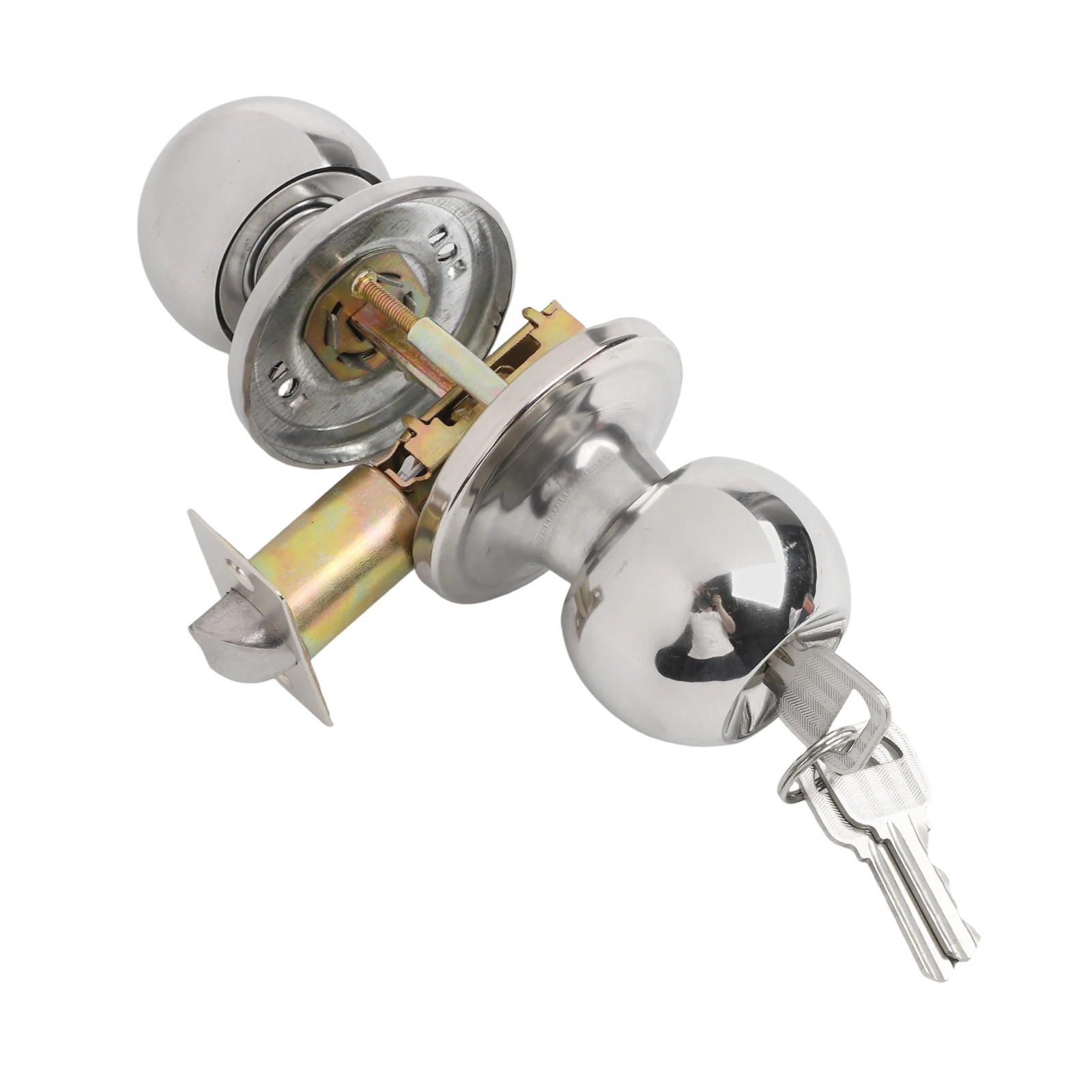 

Дверной набор, ручка, замок с ключом, проход конфиденциальности, круглый домашний серебристый, вход в ванную комнату, шарик из нержавеющей стали, практичный и полезный