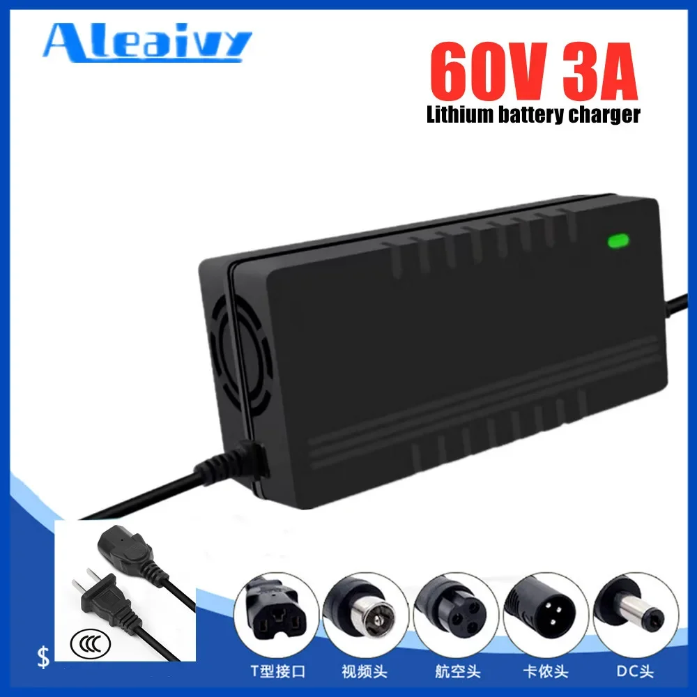 60V 3A 18650 Lithium battery Pack Charger 16S tring Constant current constant voltage 67.2V Polymer Charger DC 5.5*2.1mm