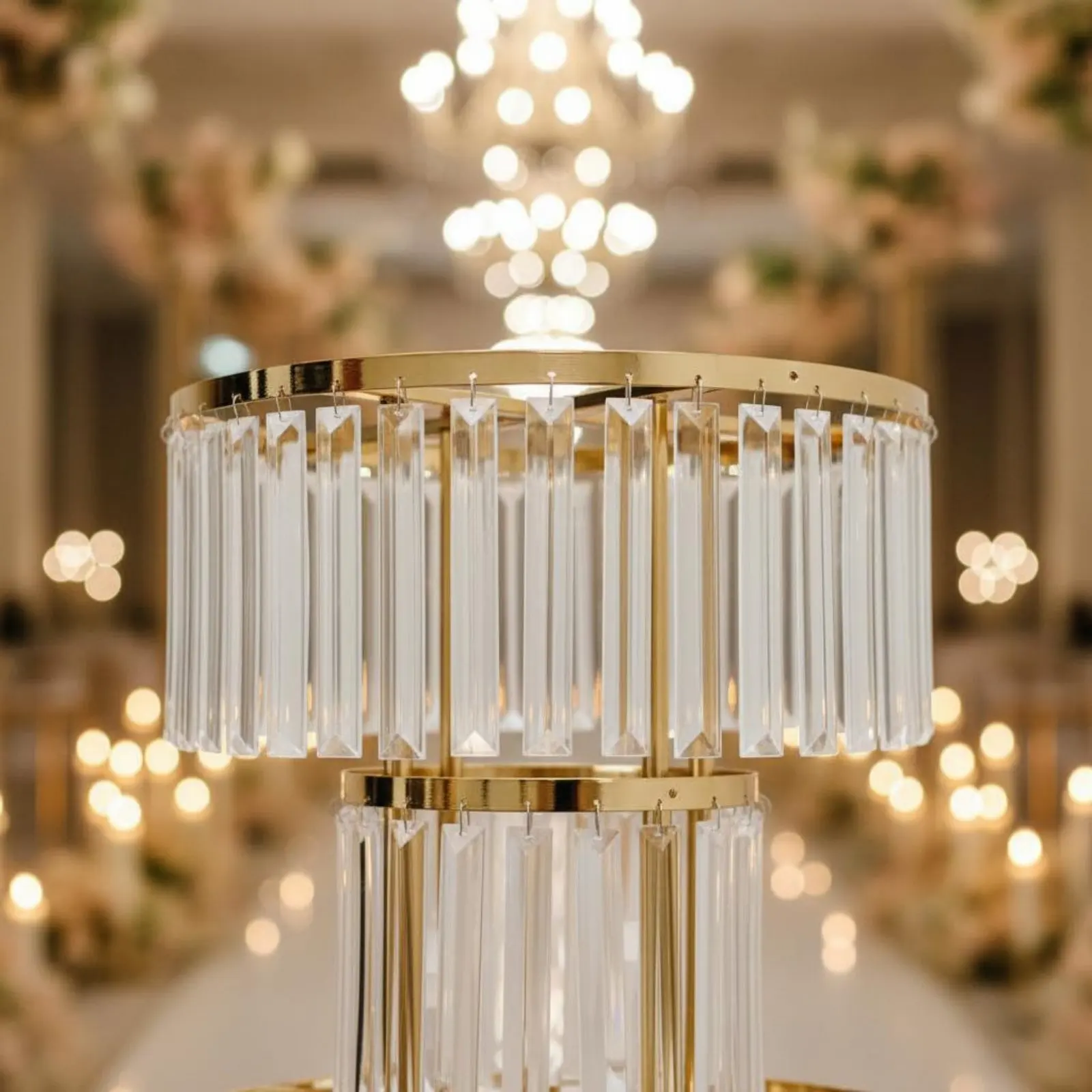 Wedding Flower Stand Luxury Crystal Hanging Flower Stand Home Decor Stable Base Multi-Tier for Aisle