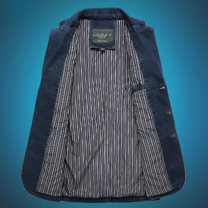 Men's Denim Suit Jacket 2024 Spring and Autumn Cottonmaterial Retro Slim Fit Business and Leisure Outerwear Men's Denim Jacket