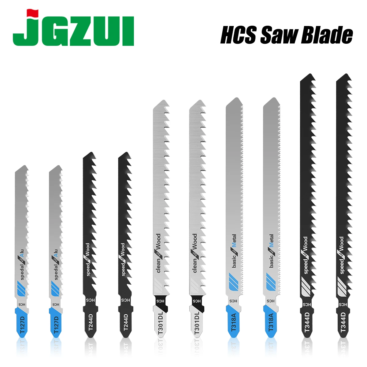

5pcs Reciprocating Jigsaw Blades Set T-Shaft HCS Assorted Jig Saw Blades For Wood Metal Plastic Pipe Cutting Woodworking Tool