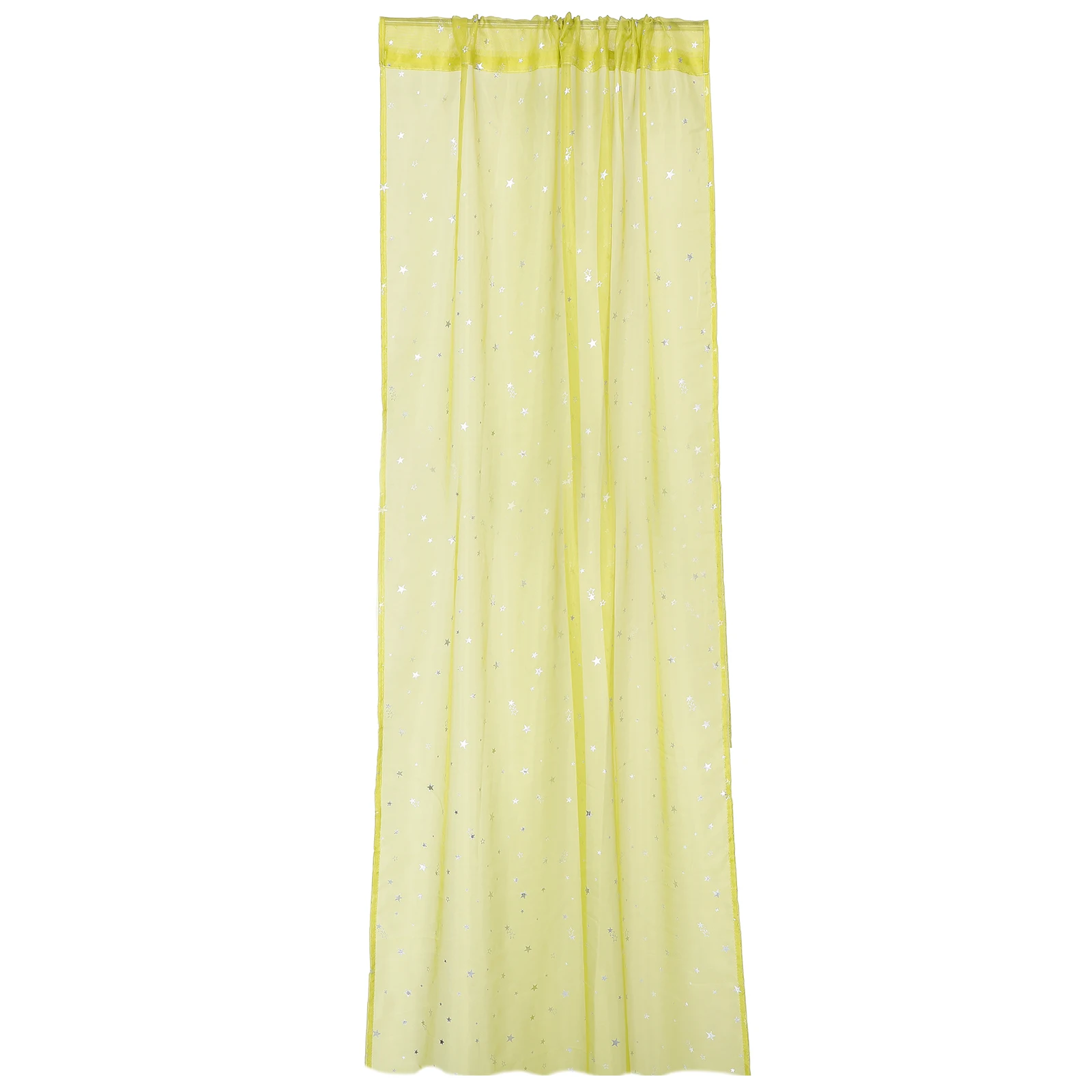 

1pcs Silver Foil Star Print Sheer Curtains 100X270Cm Green Polyester Fabric For Bedroom Room Window Tulle Romantic Decor