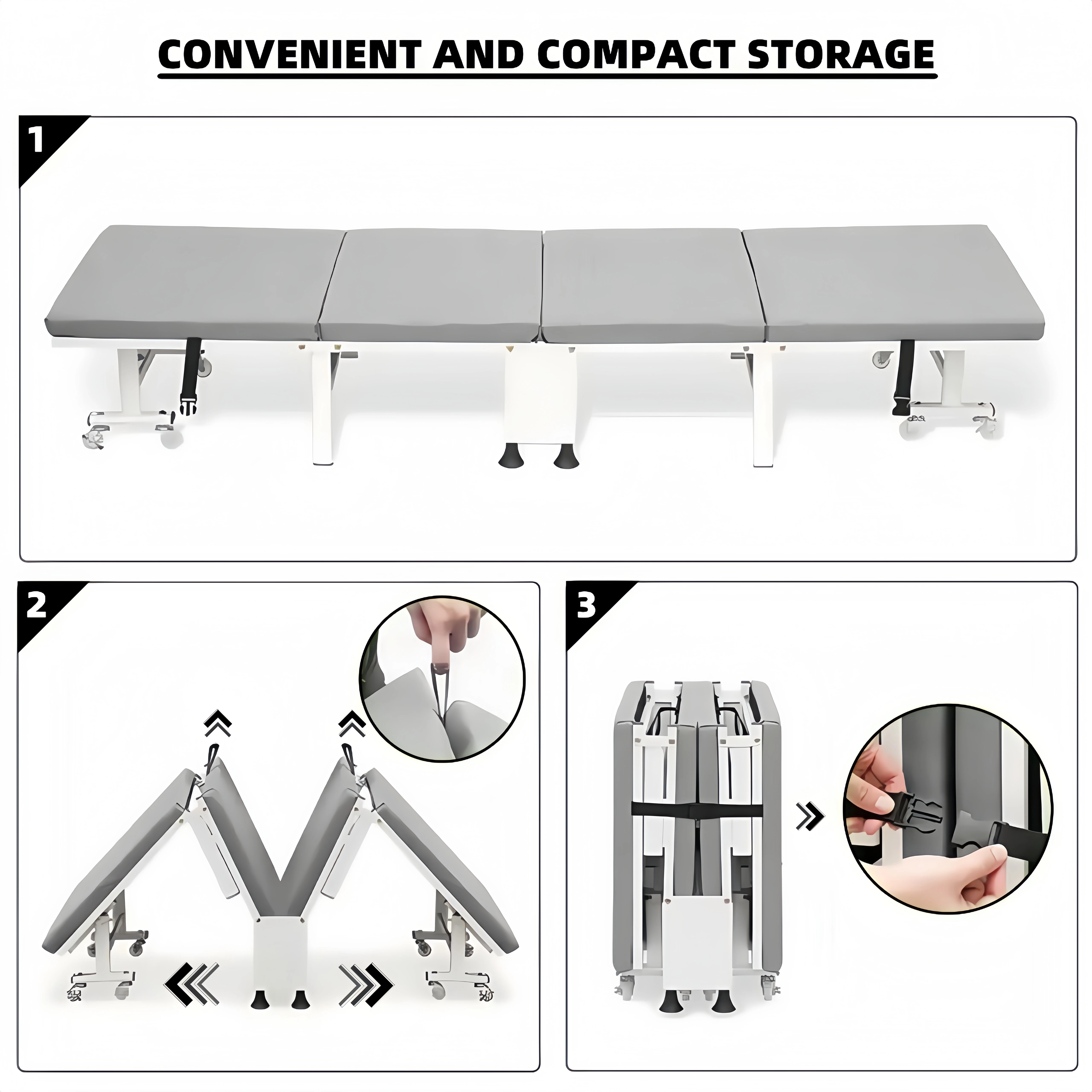 1 Dust Cover for a Folding Bed or 1 Folding Bed, Multifunctional Tech Fabric with High-Density Foam Mattress, Compact Storage Space, Single Bed, Folds into a Quarter, Easy to Assemble, with Wheels, Lightweight, Portable Iron Frame Design Suitable for Office, Outdoor or Home Use, Safe Design