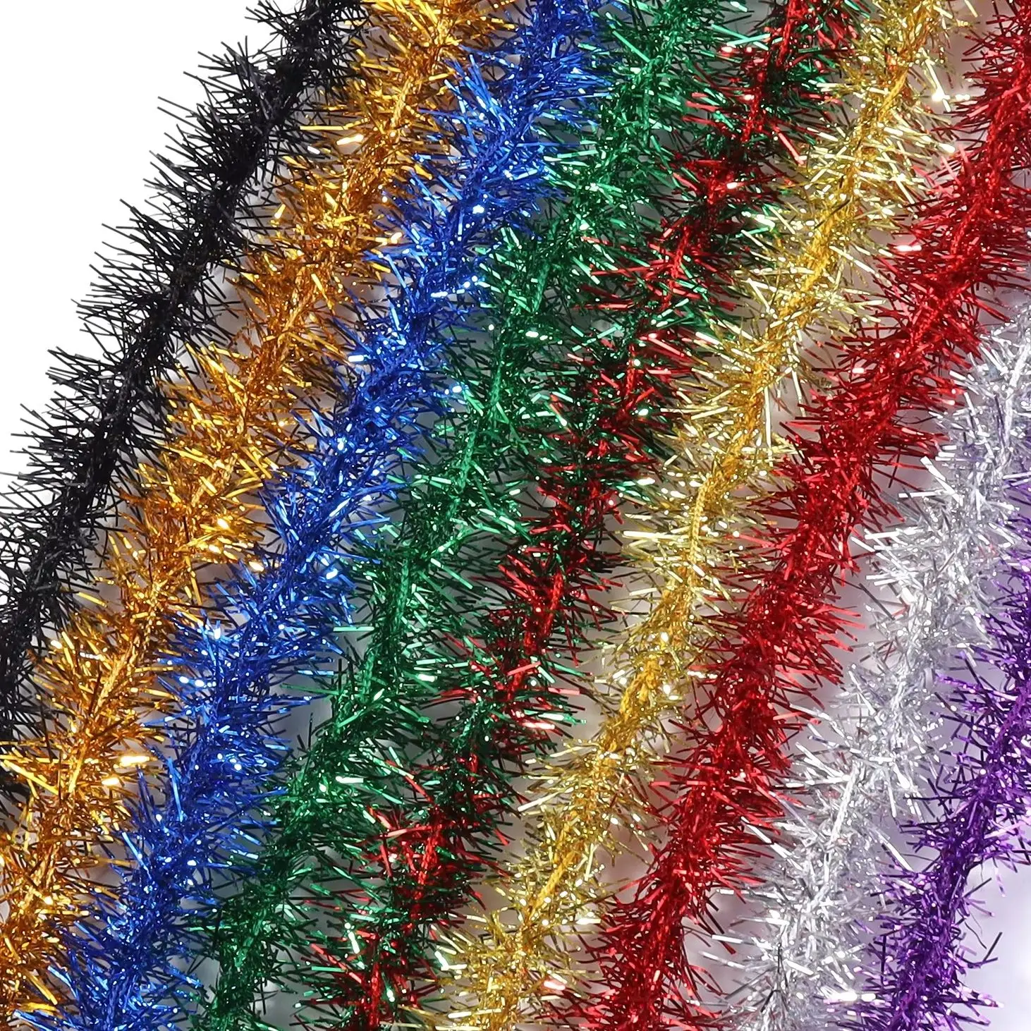 10Yards/Roll 2cm Colorful Stripes Christmas Garland Colorful Christmas Wrapping Tinsel Ribbons Gift Wedding New Year Party Decor