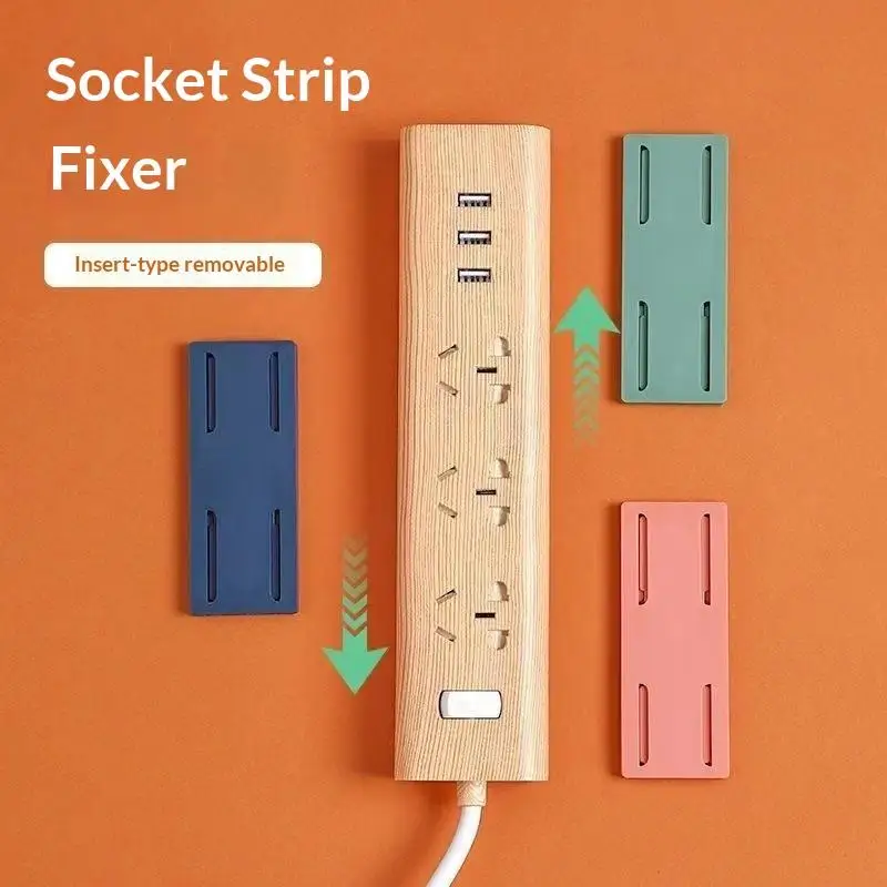 Power Strip Holder Self Adhesive Wall Mount Fixer Removable Punch Free Socket Router Organizer For Home Office Cable Storage