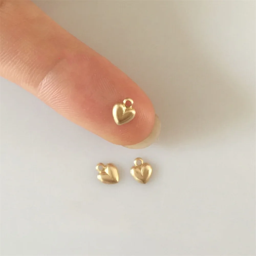 4pcs 14K Gold Filled Tiny Heart Charms for Bracelet Necklace Love Valentines Jewelry 1/20 14K