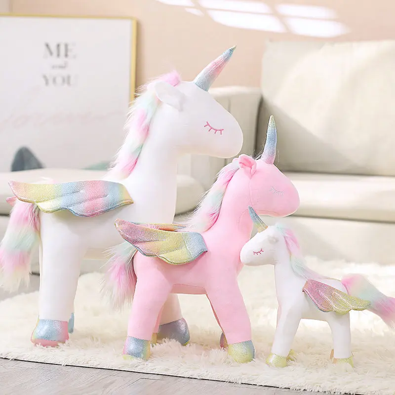 

Fantastic Flying Wings Unicorn Plushie Plush Doll Stuffed Animals Unicornio Toy Rainbow Fluffy Hair Unicorn Doll Toys for Girls