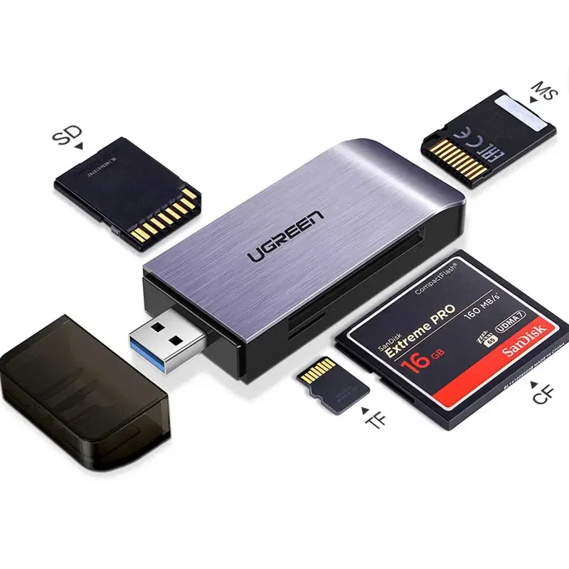 

UGREEN SD Card Reader Portable USB 3.0 Multi-function 4 in 1 Slot Flash Memory Card Adapter Hub for TF SD MS CF